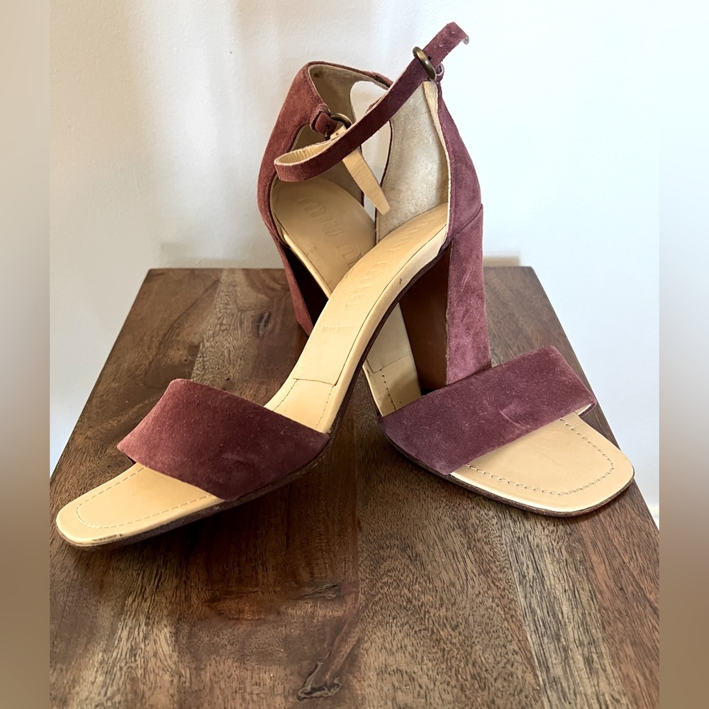 Vintage Purple Suede Miu Miu Heel Sandals